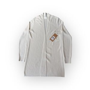 Cyrus Open Front Long Cardigan Cream Knit Sweater S NWT